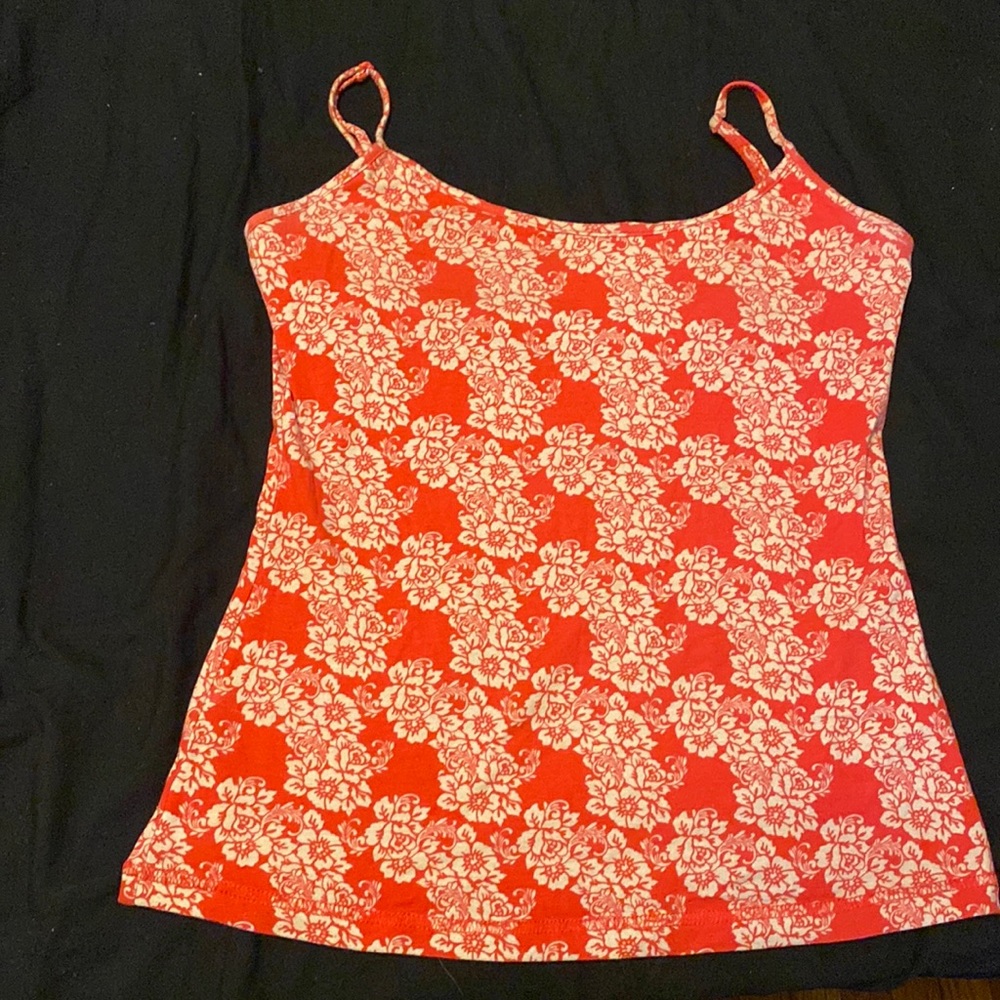 Coral/white strap top